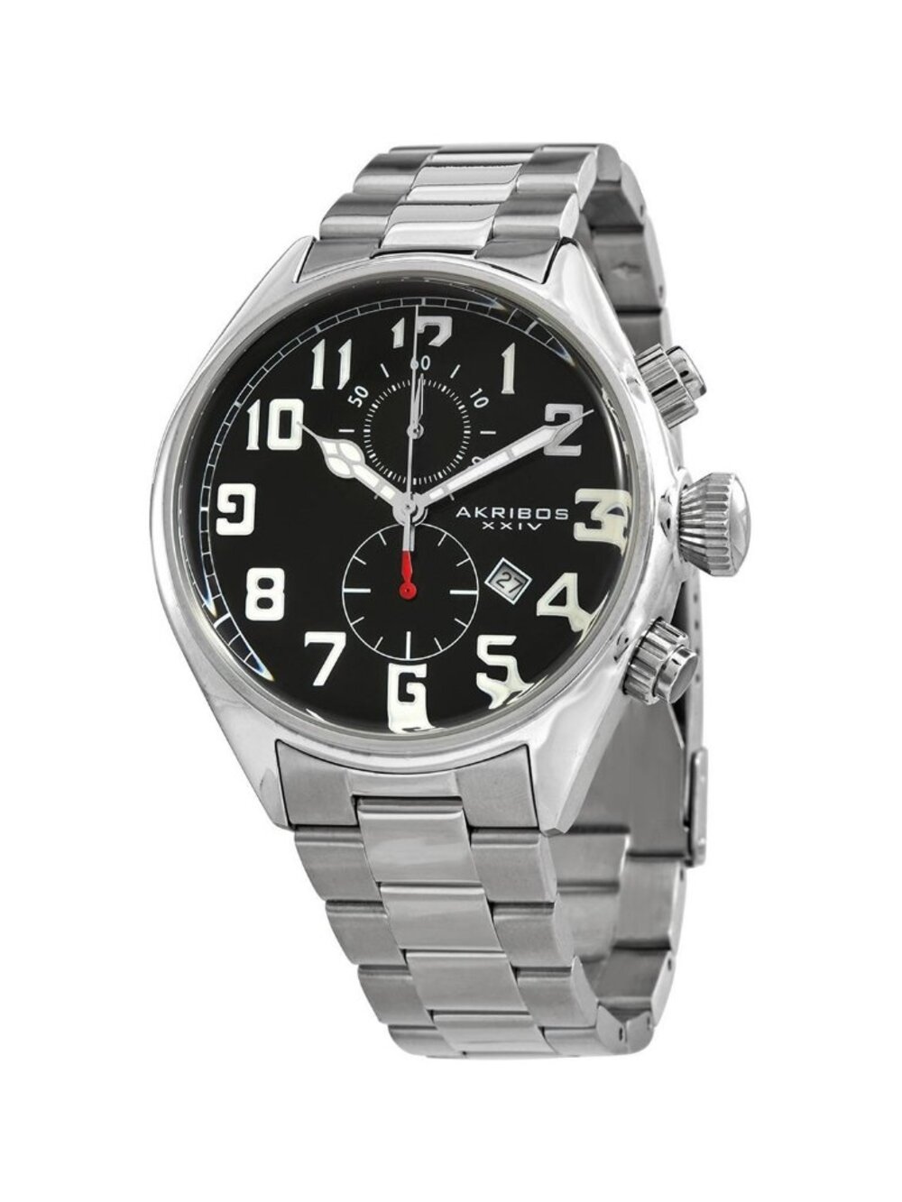 NWT Akribos XXIV Trek Chronograph Quartz Black Dial Men's Watch